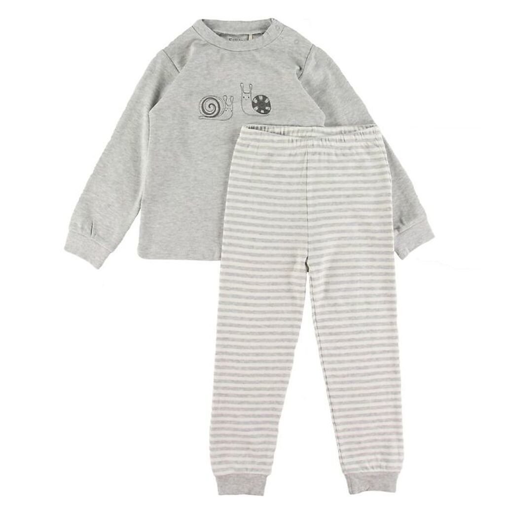 Fixoni Nattøj - Gråmeleret m. Striber/Snegl