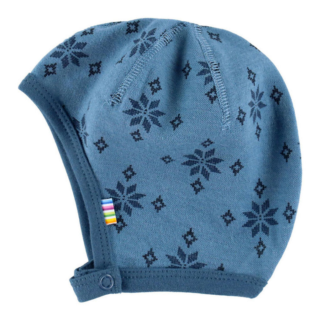 Joha Babyhjelm - Uld - Blå/Bomuld - Blå m. Snefnug