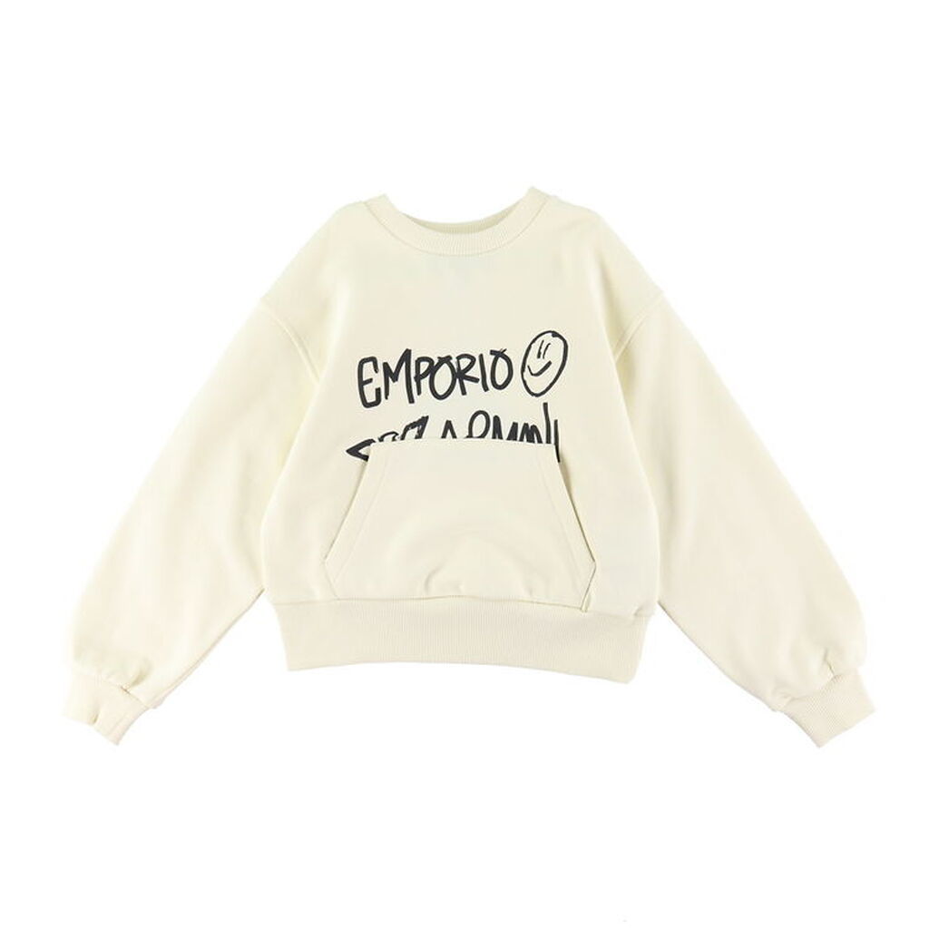 Emporio Armani Sweatshirt - Cropped - Vanilla Ice m. Sort