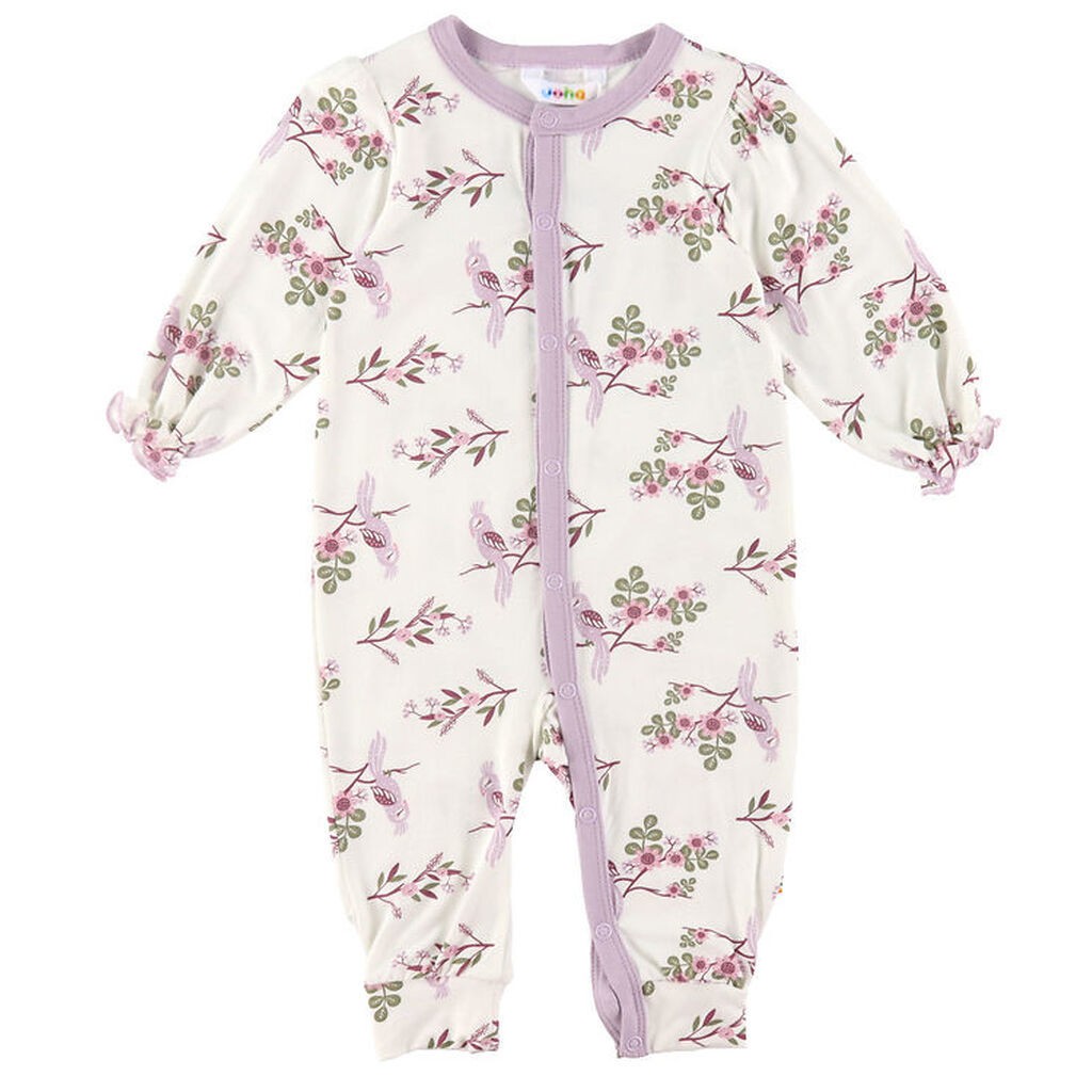 Joha Natdragt - Bambus - Off White/Lilla m. Papegøje