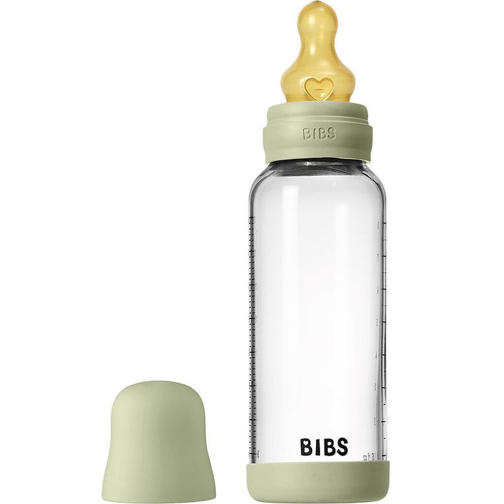 BIBS Sutteflaske - 240 ml - Glas/Naturgummi - Sage