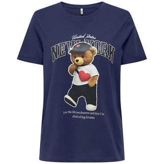 Kids Only T-shirt - KogLina - Bear O-Neck Top - Midnight Sail/Ne
