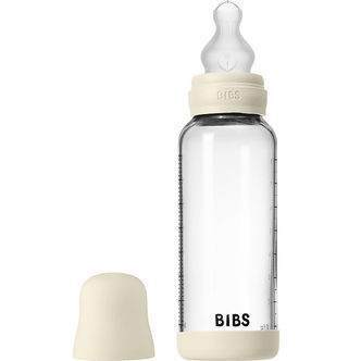 BIBS Sutteflaske - 240 ml - Glas/Silikone - Ivory
