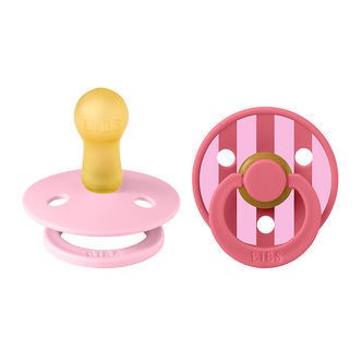 BIBS Colour Sutter - Str. 2 - 2-pak - Rund - Baby Pink/Coral