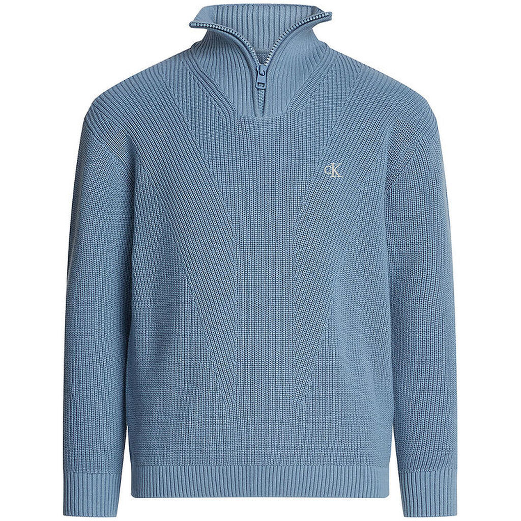 Calvin Klein Bluse - Strik - Rib - Half-Zip Mono - Faded Denim