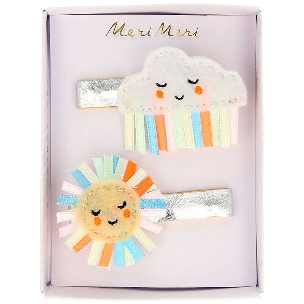 Meri Meri Hårspænder - 2-pak - Rainbow Sun/Cloud