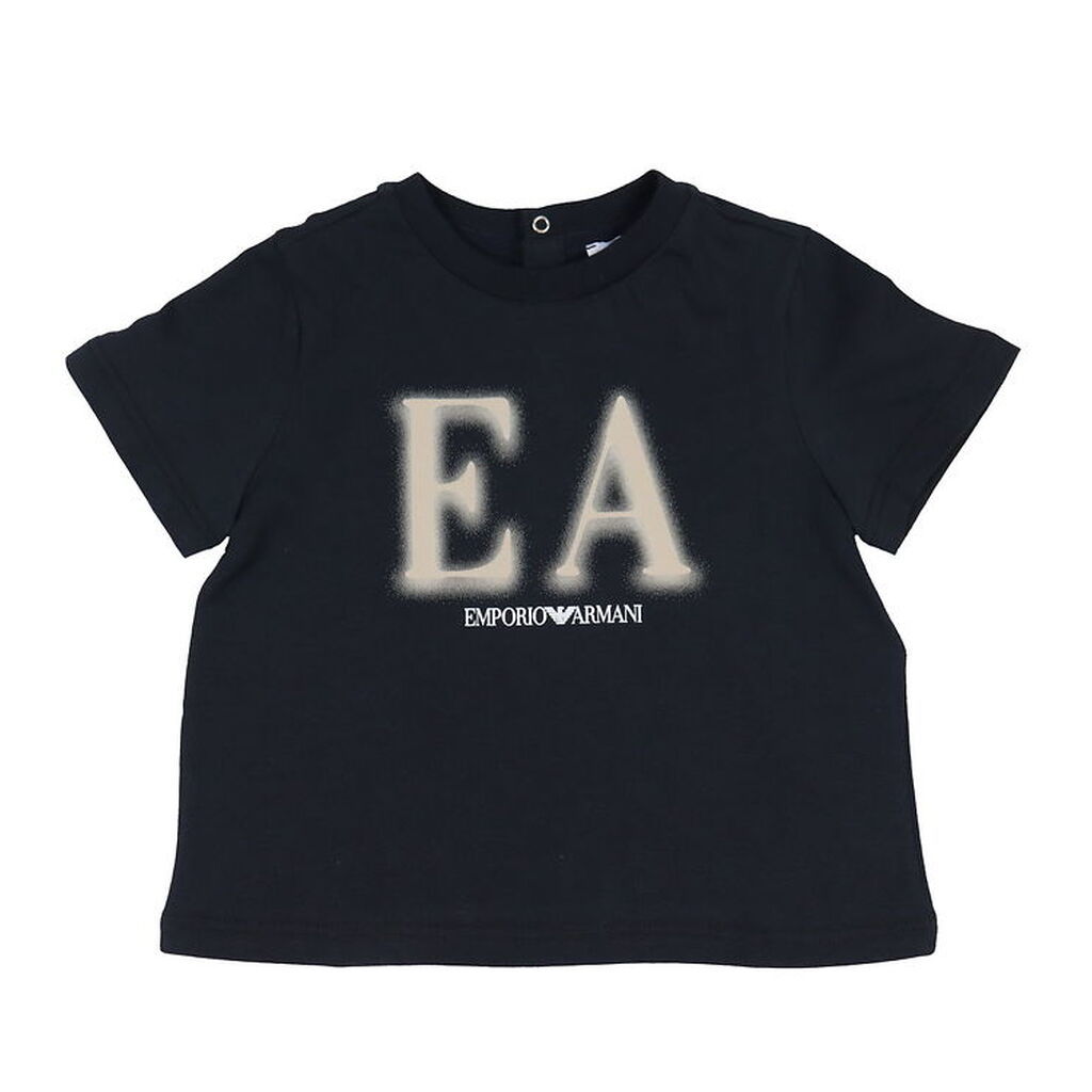 Emporio Armani T-shirt - Navy/Beige m. Print