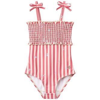 Wheat Badedragt - Selma - Red Stripe flowers