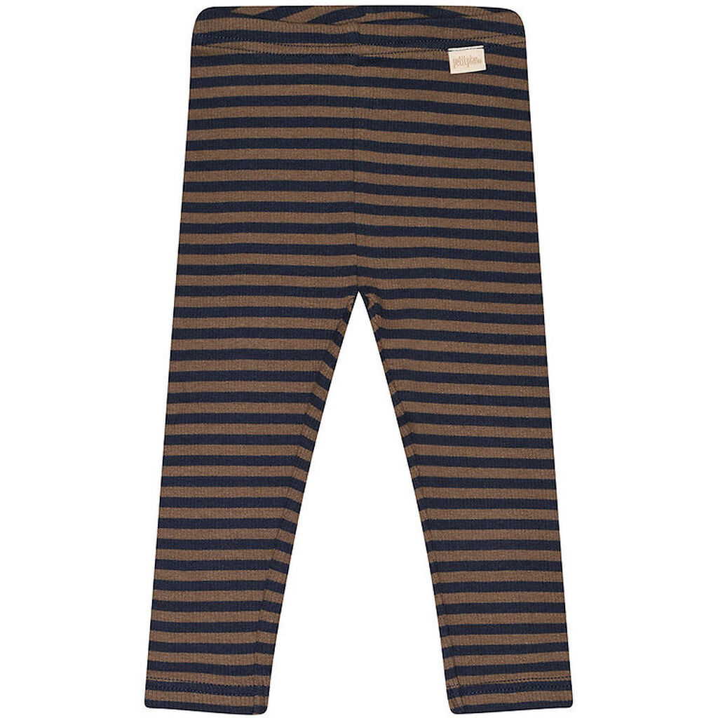 Petit Piao Leggings - Rib - Modal - Chocolate Brown/Indigo Plum