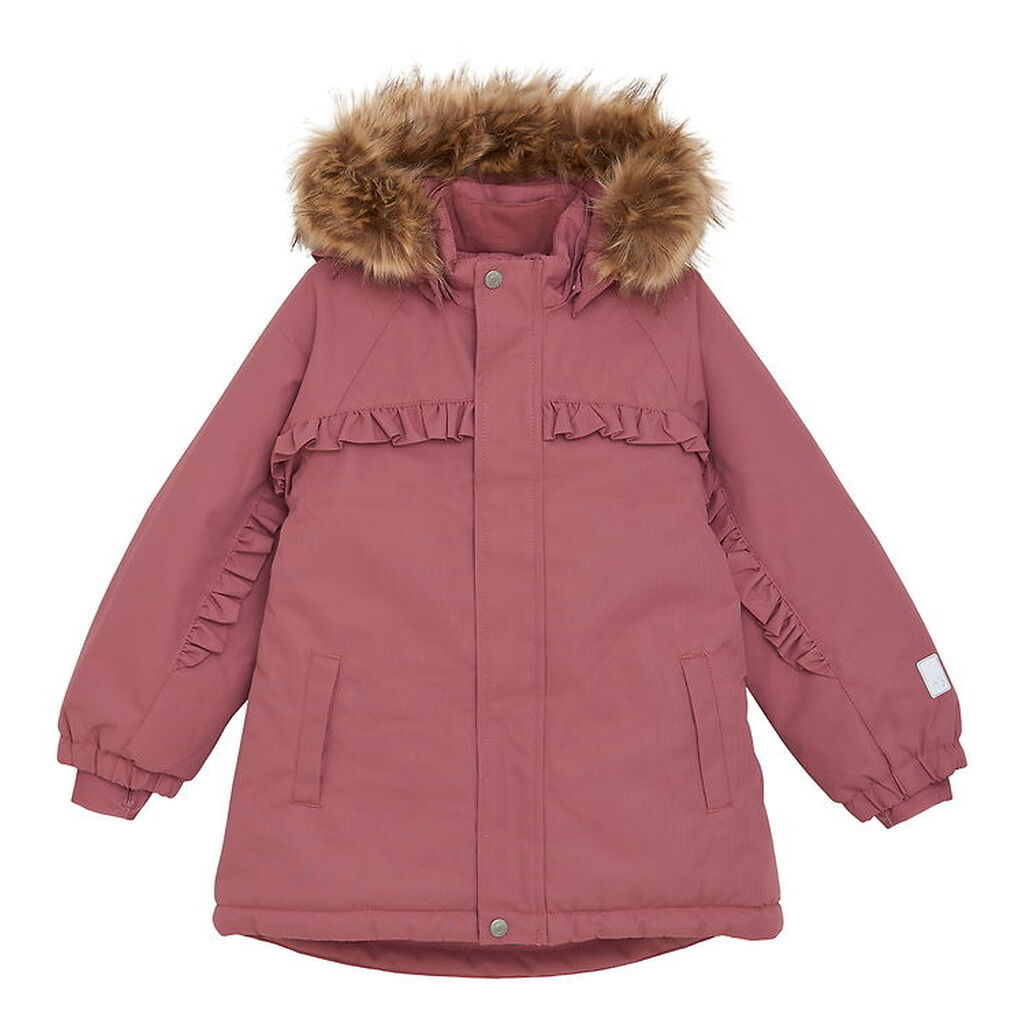 Minymo Vinterjakke - Withered Rose m. Flæser