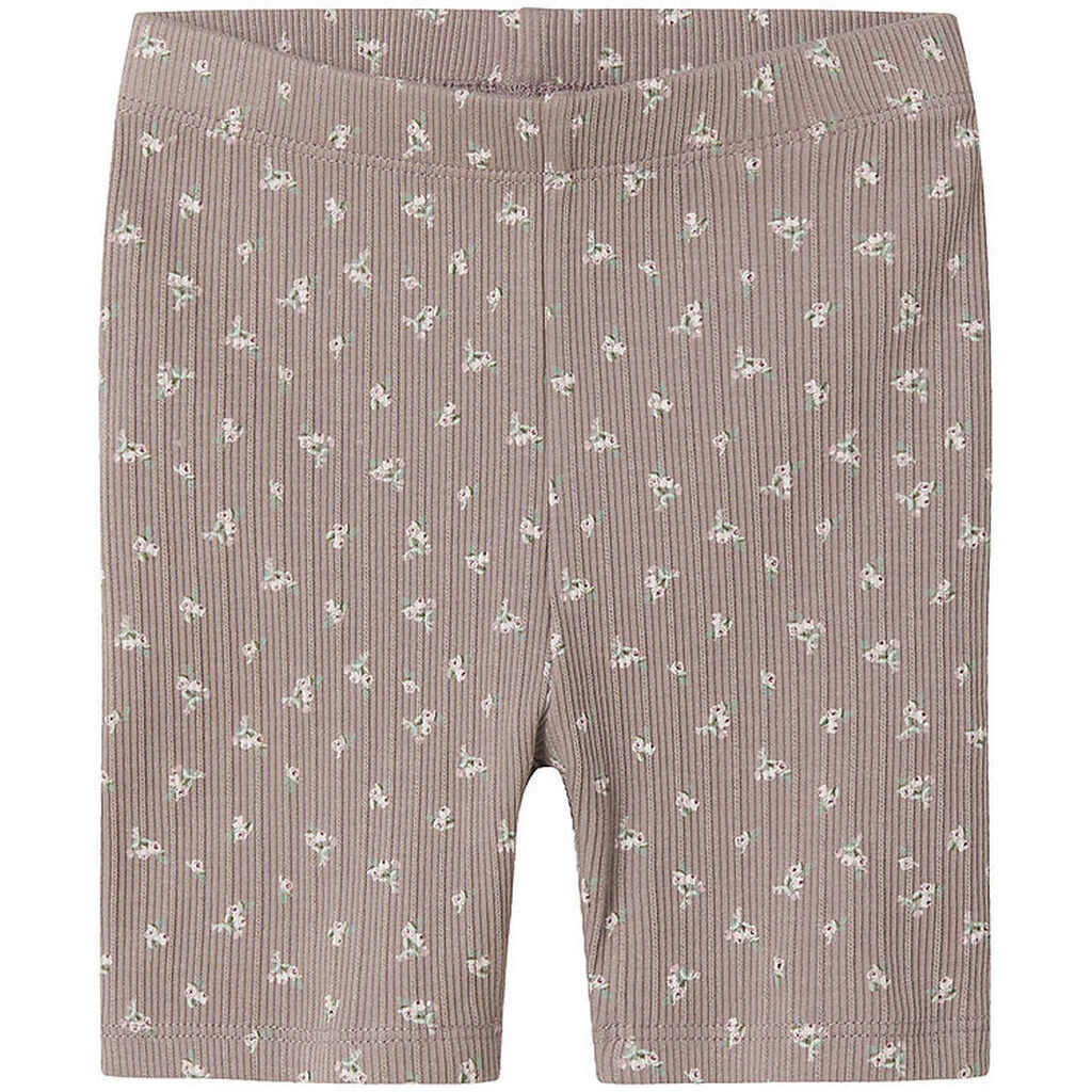 Name It Cykelshorts - Rib - NmfHoise - Purple Dove m. Blomster