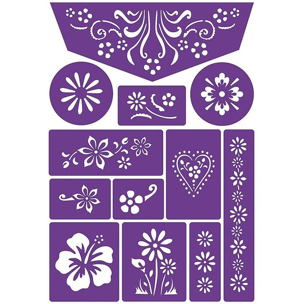 Grim Tout Stencil Til Ansigtsmaling - Blomster