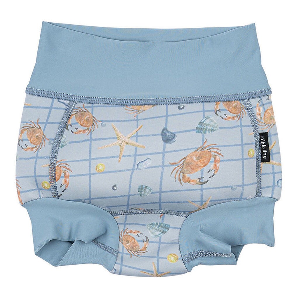 Mikk-Line Blebadebukser - UV50+ - Faded Denim m. Tern/Print