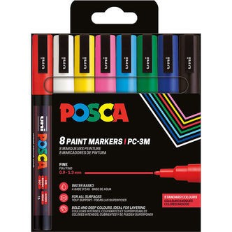 Posca Tuscher - PC-3M - 8 stk. - Multifarvet