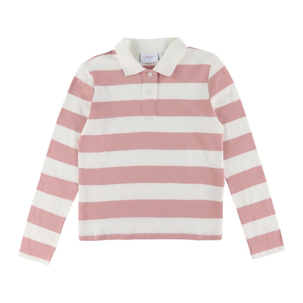 Grunt Polobluse - GrAnte - Dusty Rose/Hvidstribet