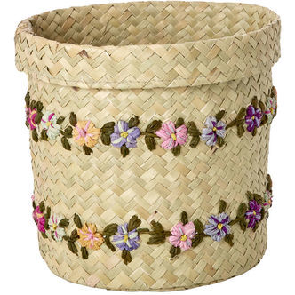 Rice Kurv - Raffia - Small - Flower Vines - 17,5x14,5 cm - Natu