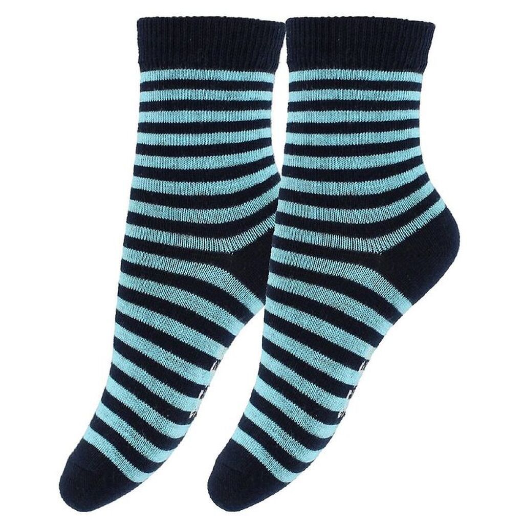Fuzzies Strømper - 2-Pak - Sort/Turkisstribet