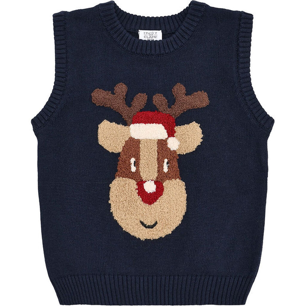 Hust and Claire Vest - Strik - HCPrinco Reindeer - More Navy