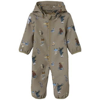 Name It Softshelldragt m. Fleece - NbnAlfa08 - Silver Mink/GO