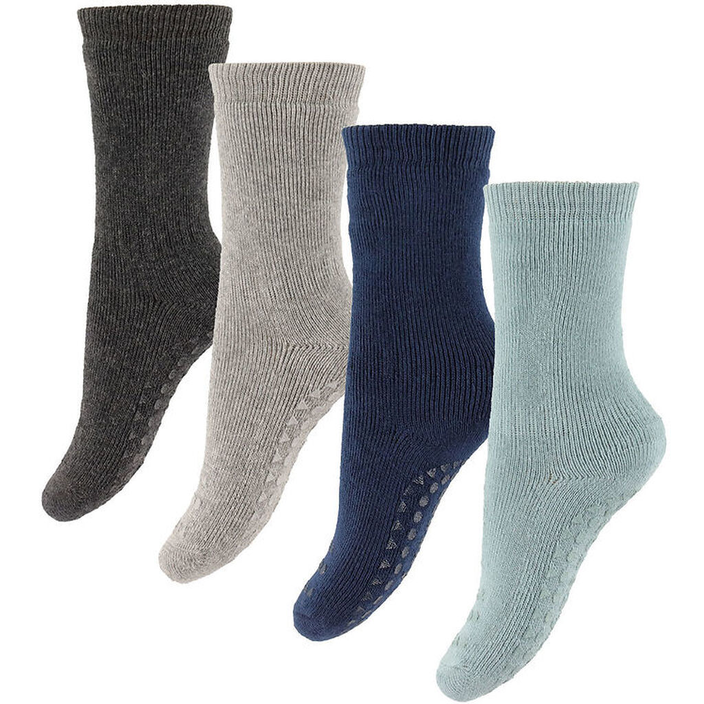 GoBabyGo Skridsikre Strømper - 4-Pak - Blå/Grå