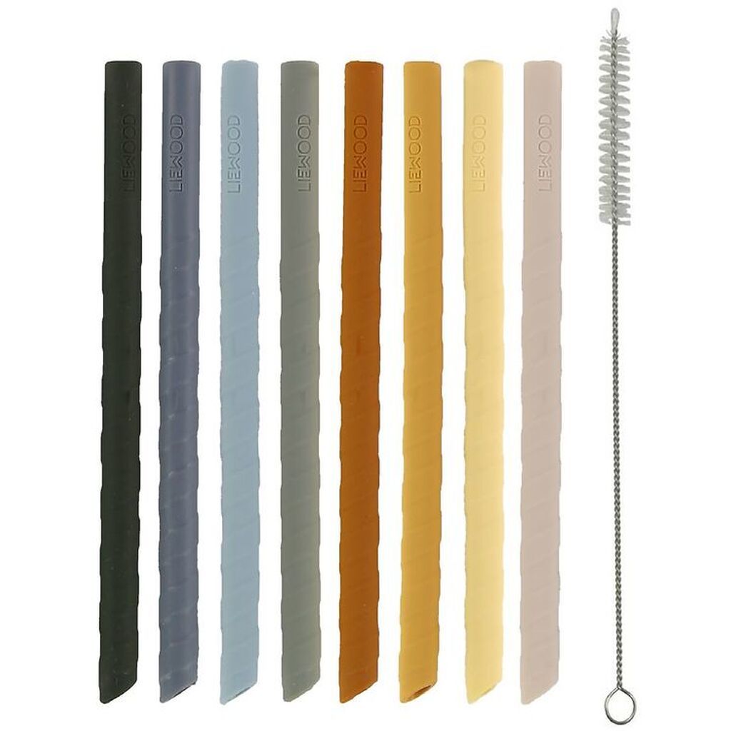 Liewood Sugerør - Silikone - 8stk - Zoe - Blue Multi Mix