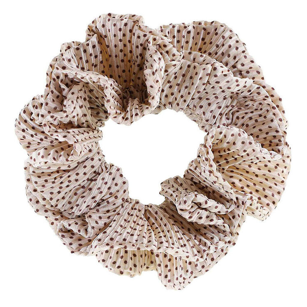 By Stær Scrunchie - Kaisa - Hvid/Brun Prikker