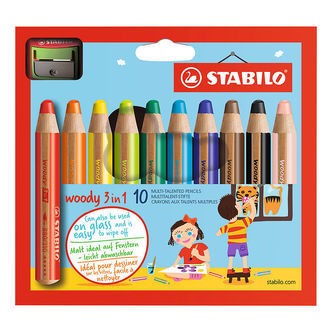 Stabilo Farveblyanter - Woody 3-i-1 - 10 Stk. - Multifarvet
