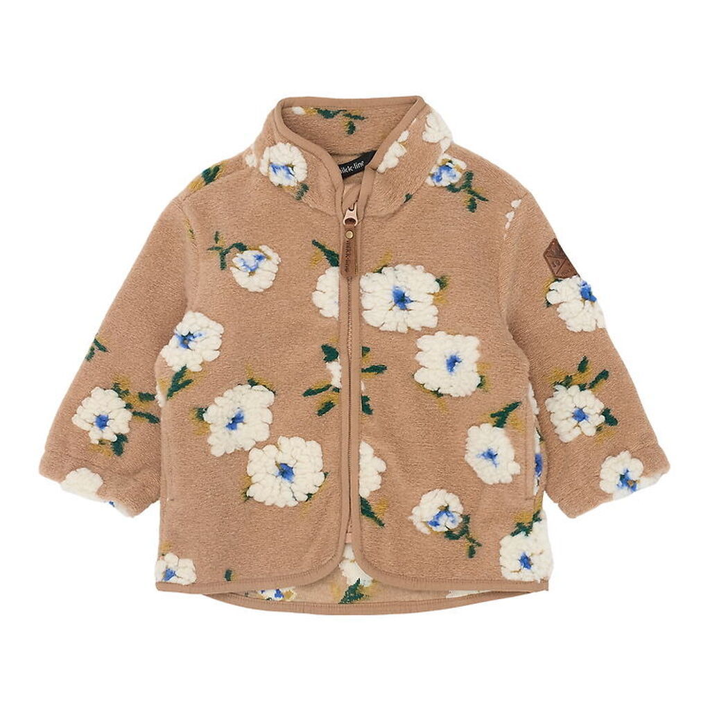 Mikk-Line Fleecejakke - Chipmunk m. Blomster