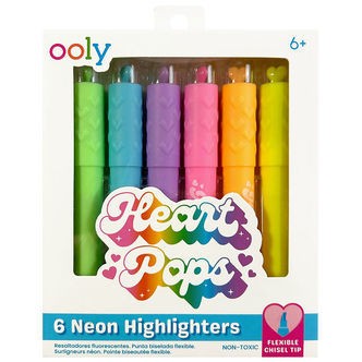 Ooly Overstregningstuscher - 6 stk - Heart Pops - Neon
