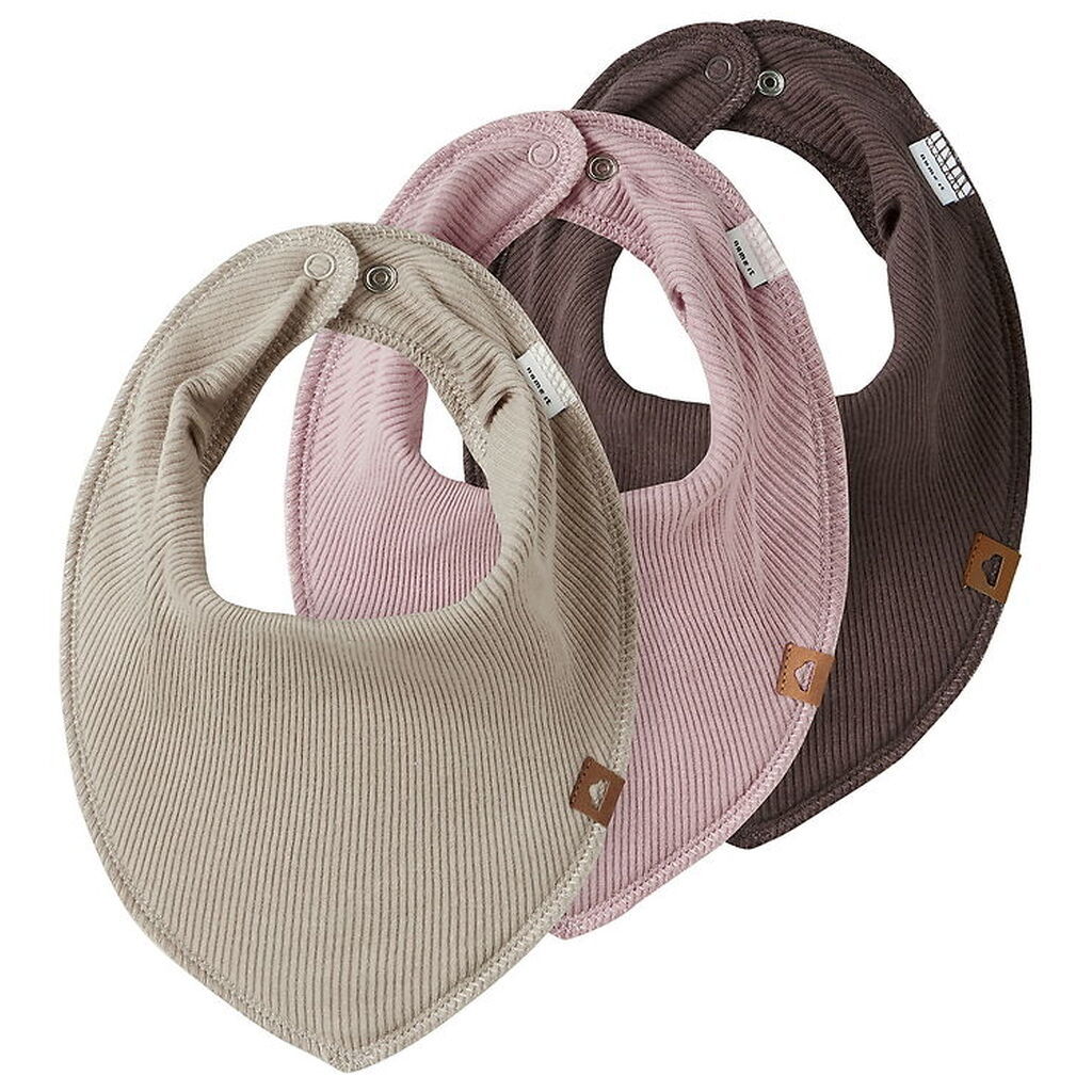 Name It Savlesmække - 3-pak - Rib - NbfYvette - Rosa/Beige/Brun