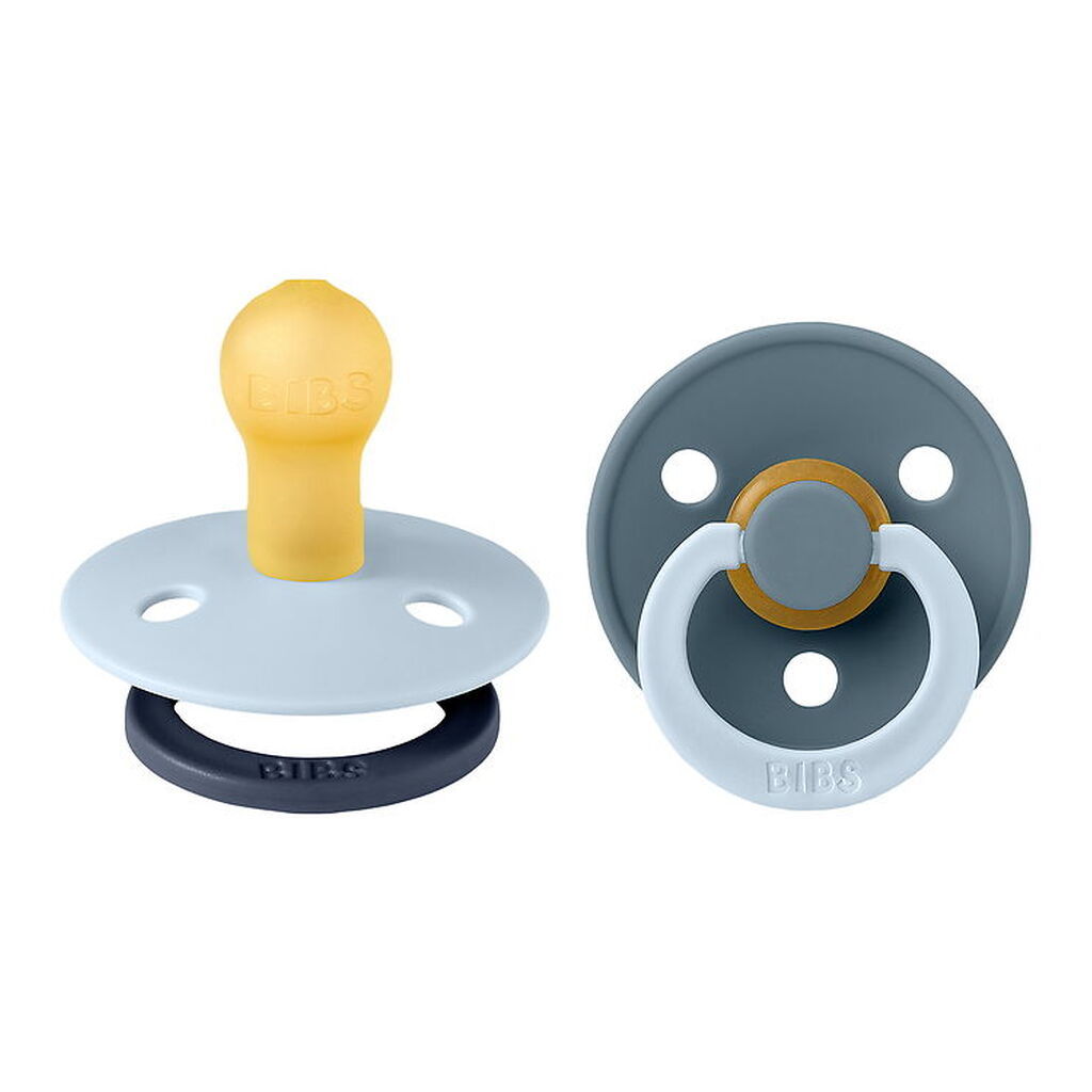 BIBS Colour Sutter - Str. 1 - 2-pak - Rund - Baby Blue Petrol