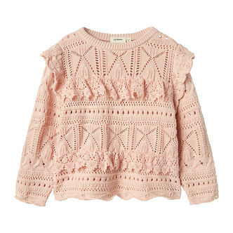 Lil Atelier Bluse - NmfDamia - Strik - Peach Whip m. Hulmønster