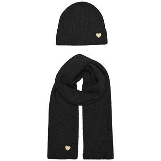 Kids Only Hue og Tørklæde - Strik - KogAvery - Black/Gold Heart