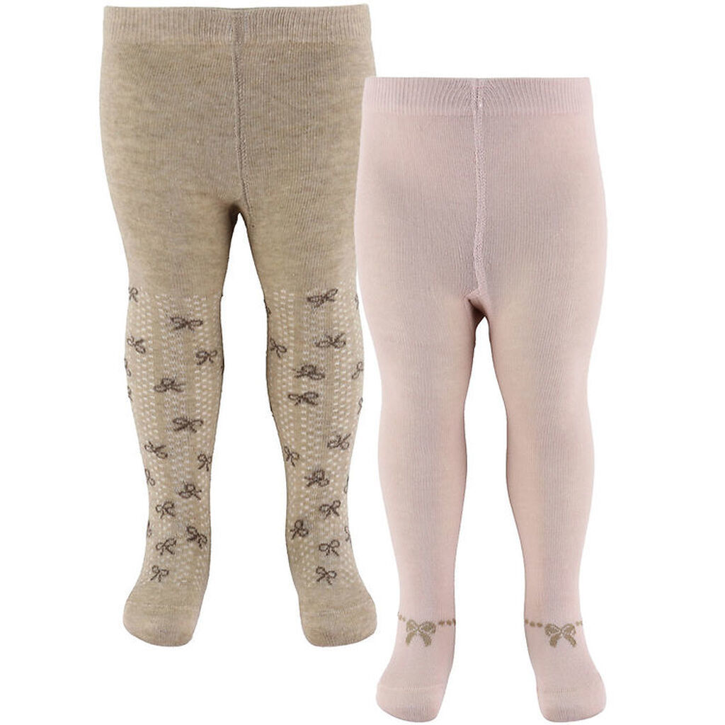 Minymo Strømpebukser - 2-pak - Shell/beige m. Sløjfer