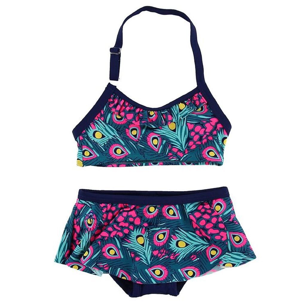 Color Kids Bikini - Tracy - Navy/Pink m. Påfuglefjer
