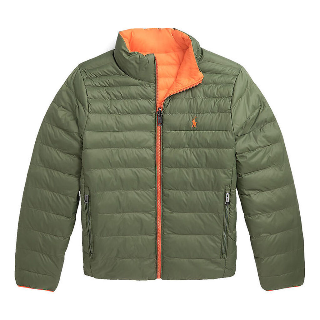 Polo Ralph Lauren Dynejakke - Vendbar - Army/Orange