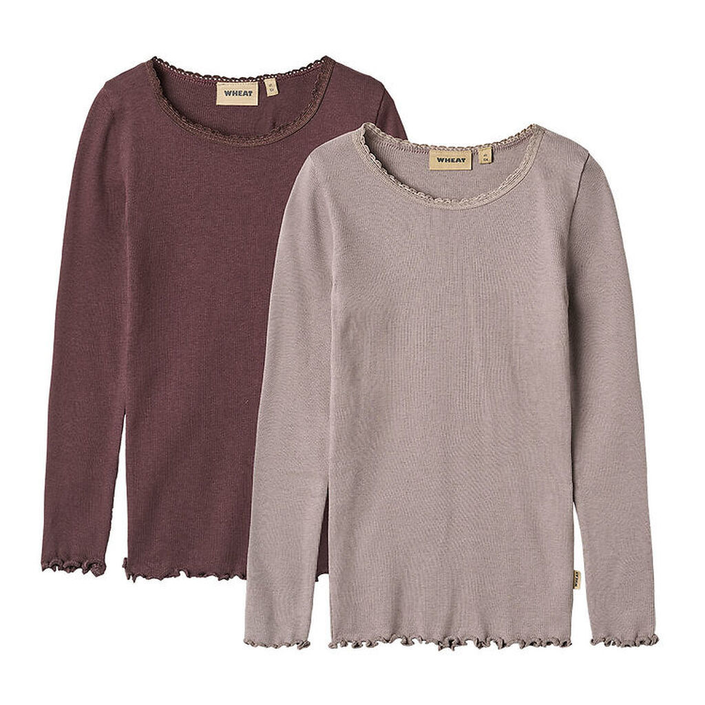 Wheat Bluse - 2-pak - Rib - Bomuld/Modal - Reese - Purple Fudge