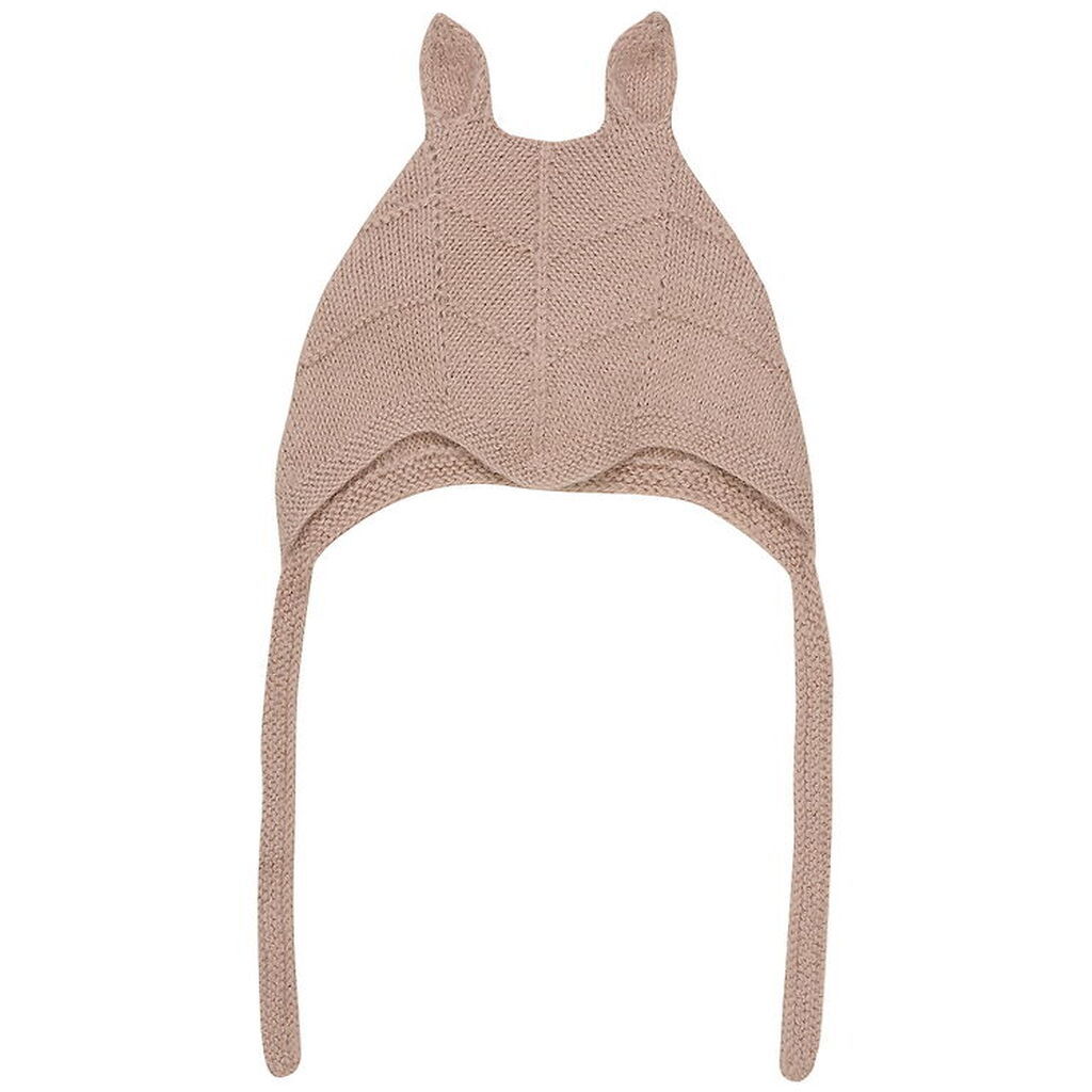 Huttelihut Babyhjelm m. Ører - Alpakauld - Strik - Mahogany Rose