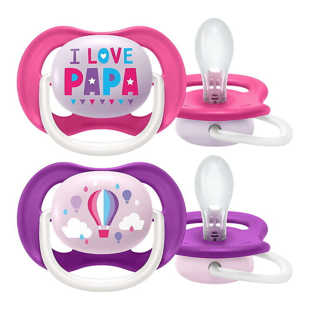 Philips Avent Sutter - 2-pak - Ultra Air - Pink/Lilla m. Print