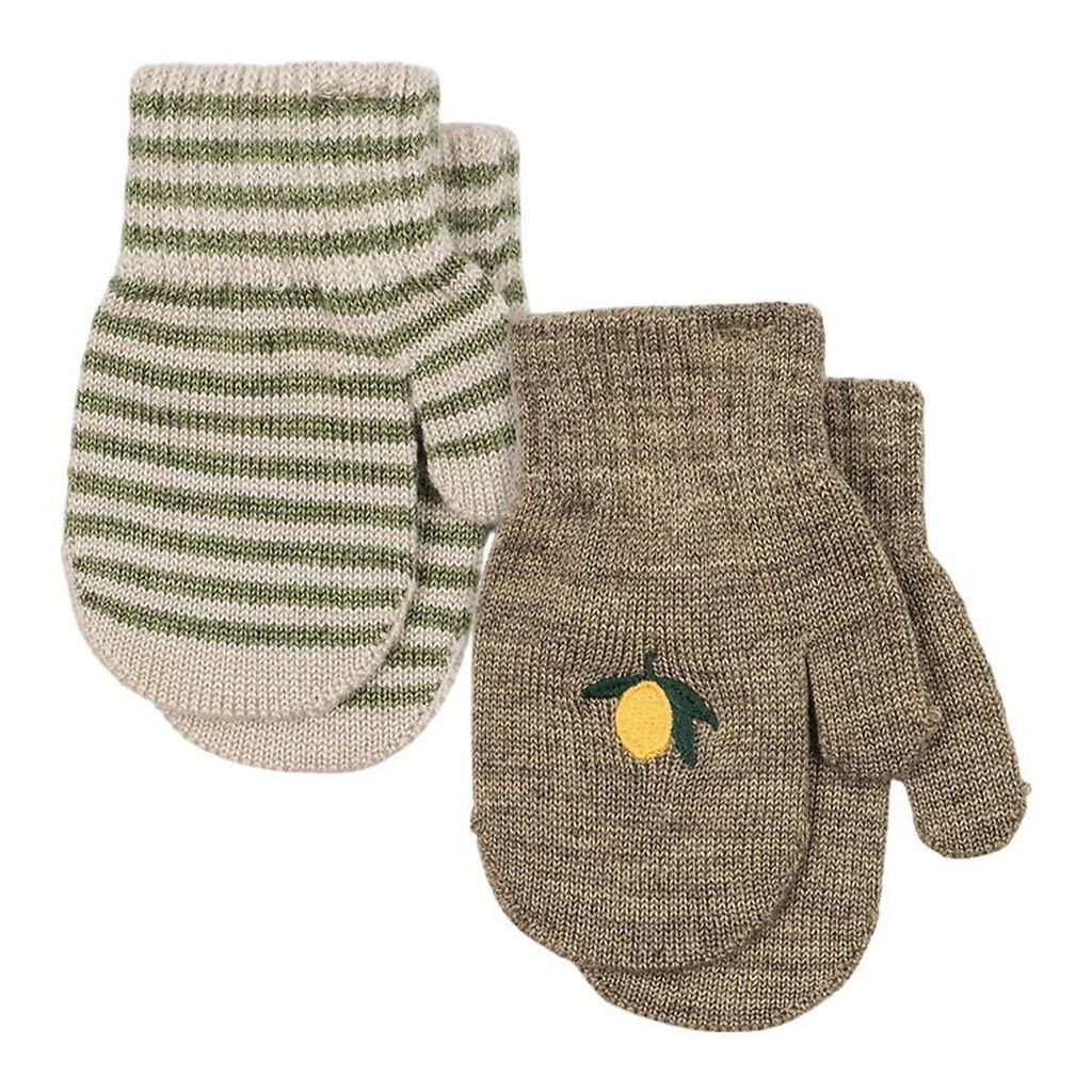 Konges Sløjd Luffer - Uld/Akryl - Filla - 2-pak - Lemon/Stripe