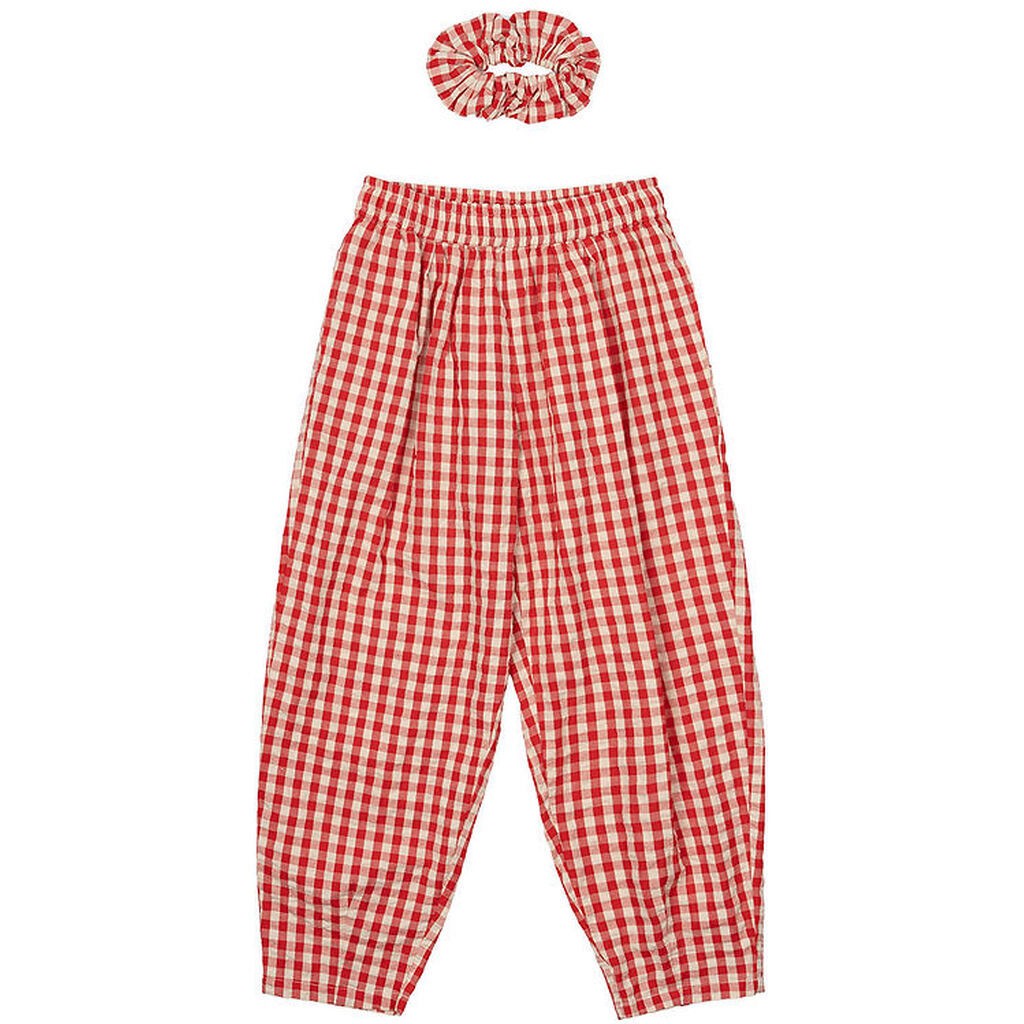 The New Bukser og Scrunchie - TnNally - Poppy Red Check
