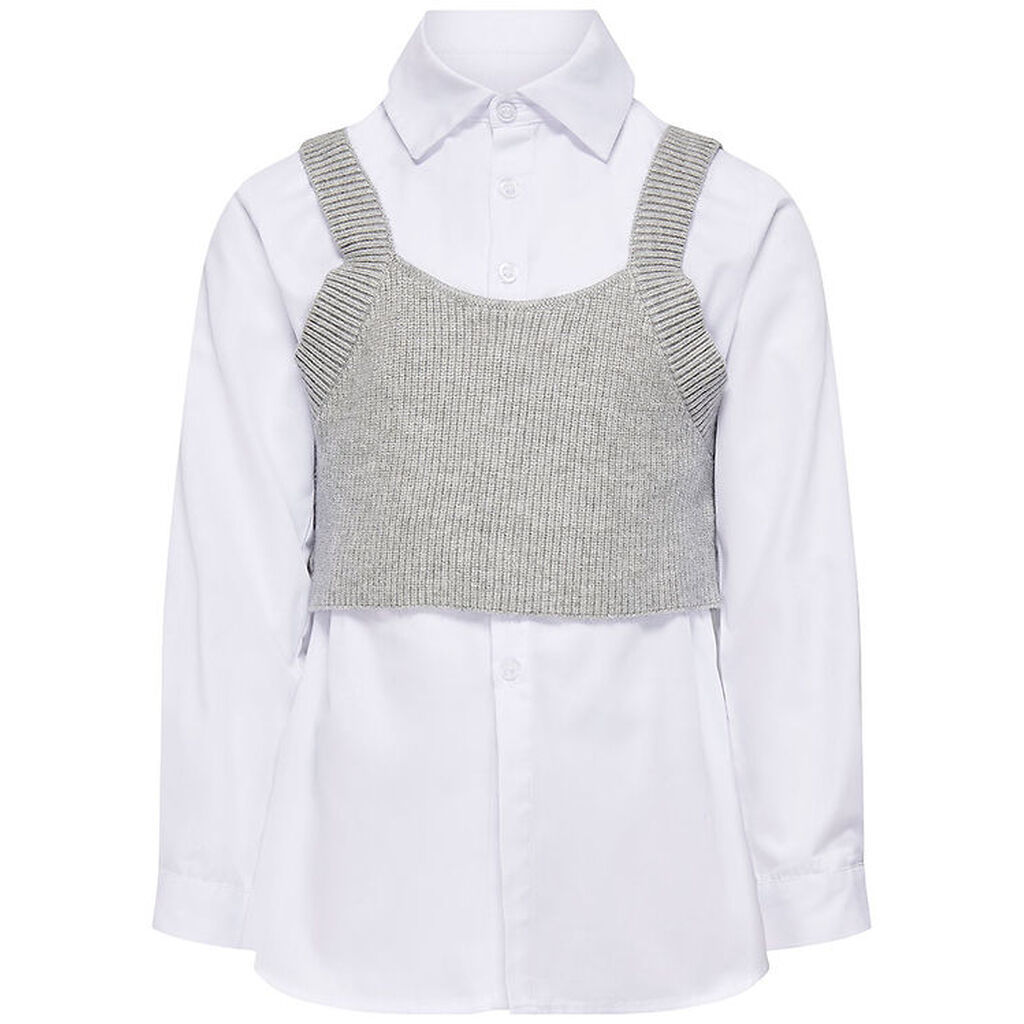 Kids Only Skjorte/Top - KogZoe - Strik - Cloud Dancer/Light Grey