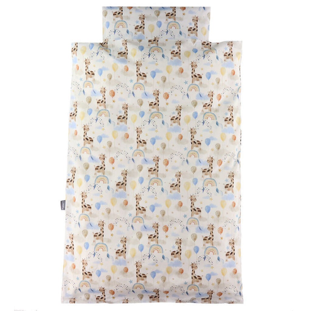 Nørgaard Madsens Sengetøj - Baby - Hvid m. Giraf på Regnbue, Bal
