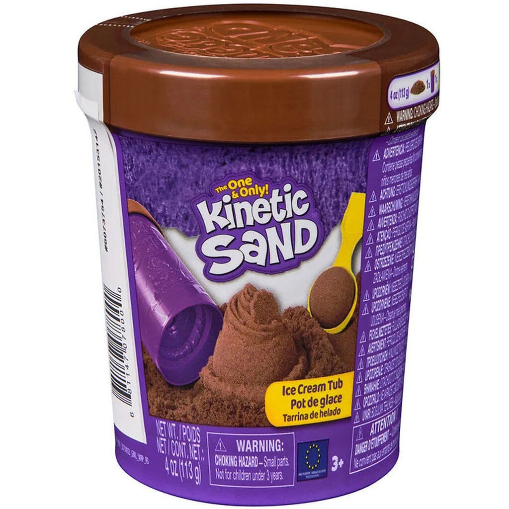 Kinetic Sand Sandsæt - 113 gram - Ice Cream Tub - Brun
