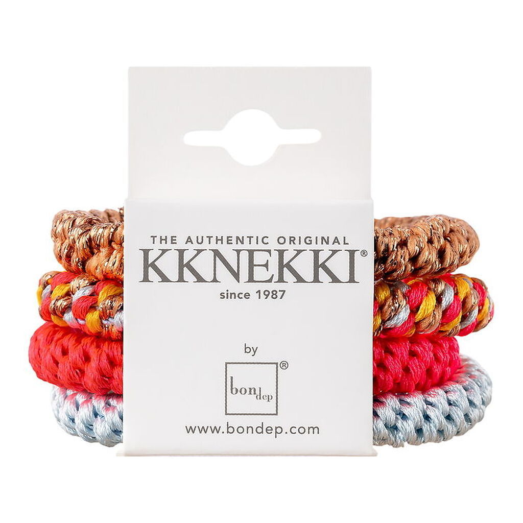 Kknekki Hårelastikker - 4-pak - Blå/Beige/Pink/Gul