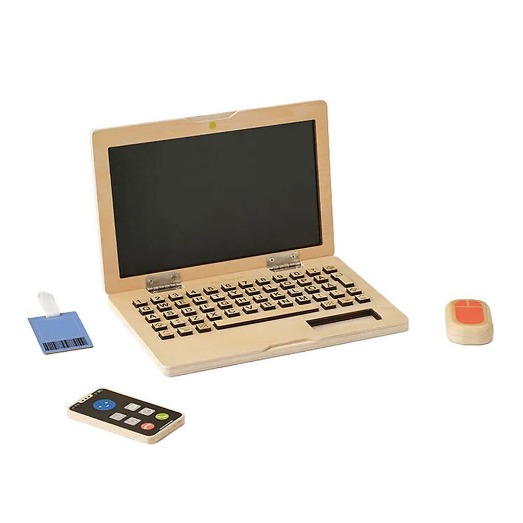 Kids Concept Computer Play Set - Træ - Kid's HUB