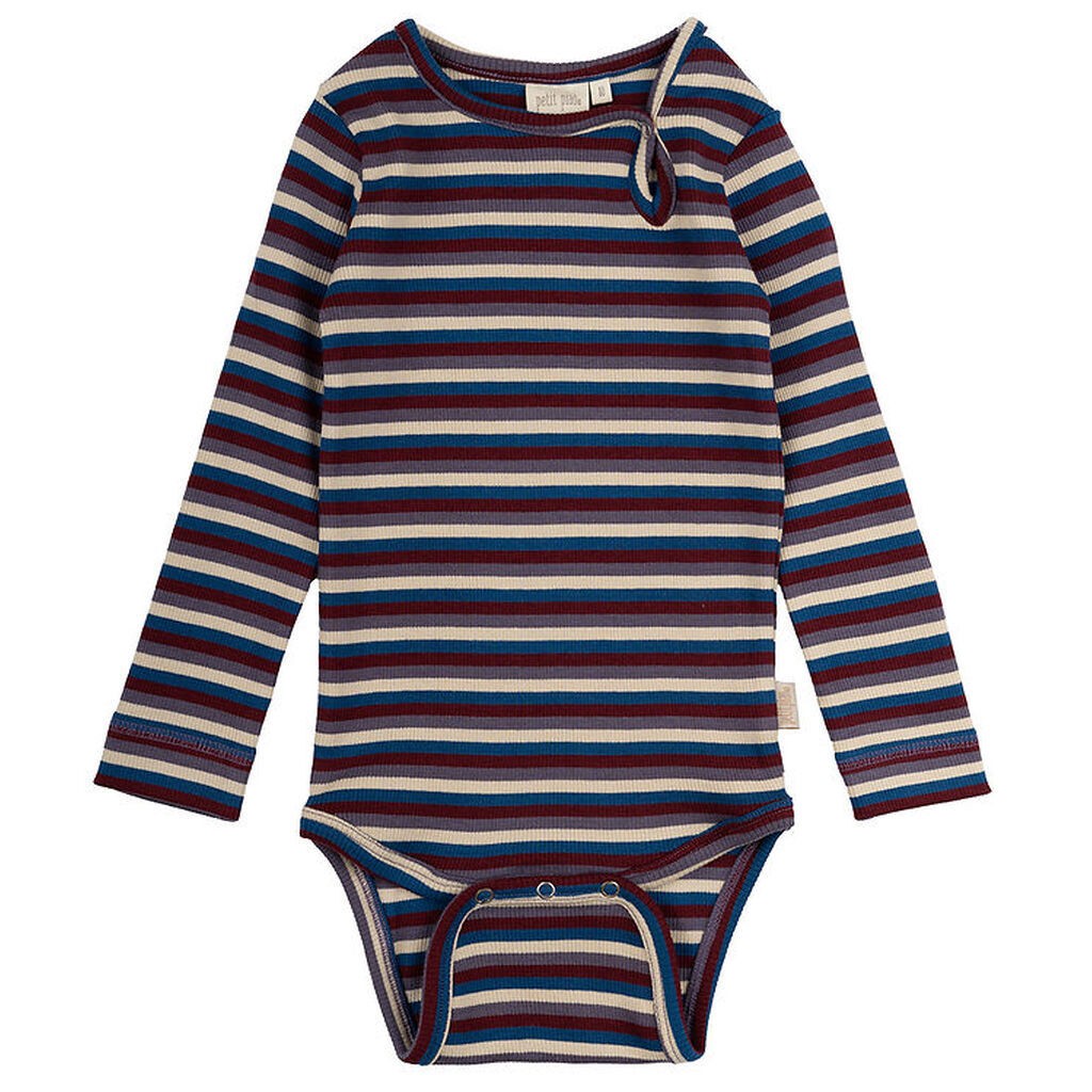 Petit Piao Body l/æ - Rib - Modal - Dark Cherry Multi Stripe