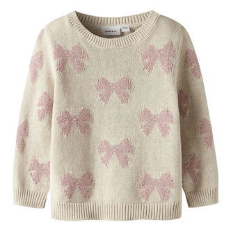 Name It Bluse - Strik - NmfRekka - Peyote Melange m. Sløjfer