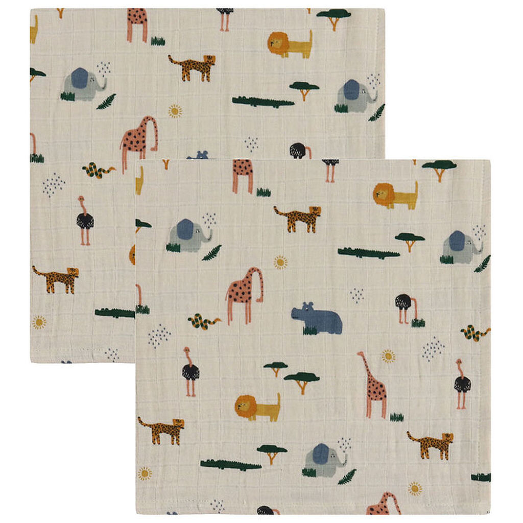 Liewood Stofbleer - Musselin - 2-pak - 65x65 cm - Lewis - Safari