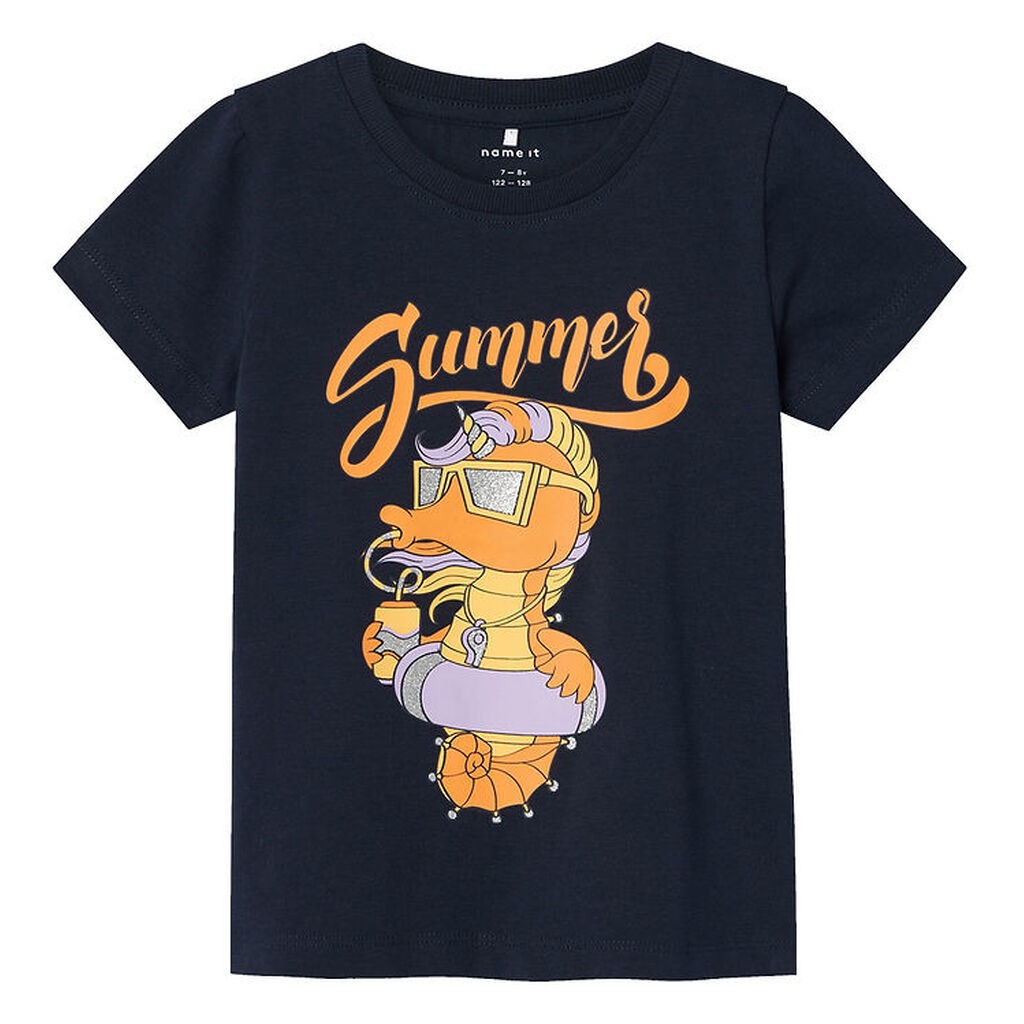 Name It T-shirt - NmfJanine - Dark Sapphire m. Glitter